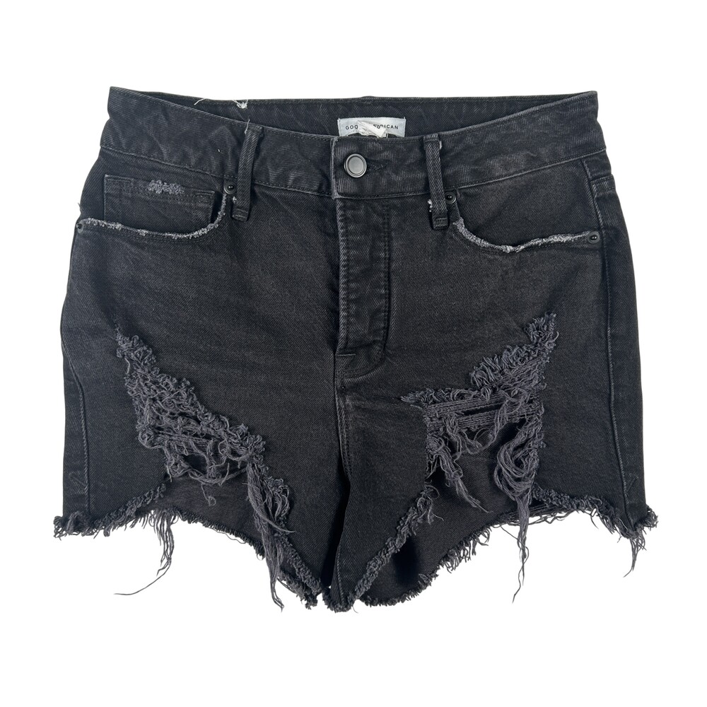 Good American Shorts Womens 0/25 Good Curve Distressed Cut Off Denim Button Fly